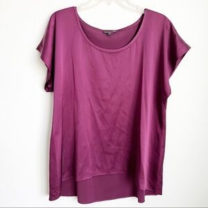 COPY - Eileen Fisher Purple Plum Silk Short Sleeve Slouchy Blouse Large